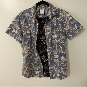 Denim & flower men’s short sleeve casual shirt